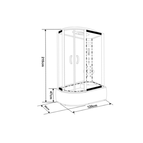 KABINA PRYSZNICOWA Z HYDROMASAŻEM WSH7106R PRAWA 120X80 CM