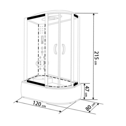 KABINA PRYSZNICOWA Z HYDROMASAŻEM I SAUNĄ WSH7106LS LEWA 120x80 CM