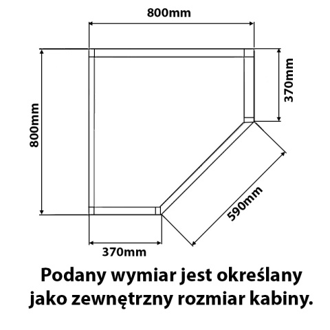 KABINA PRYSZNICOWA PIĘCIOKĄTNA KZ91A CZARNA 80x80 CM