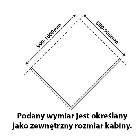 KABINA PRYSZNICOWA PROSTOKĄTNA KZ202A BIAŁA 100x90 CM