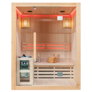 SAUNA FIŃSKA WYSOKOTEMPERATUROWA Z PIECEM OSLO3/HARVIA 4,5KW 3-4 OSOBOWA 150x120 CM