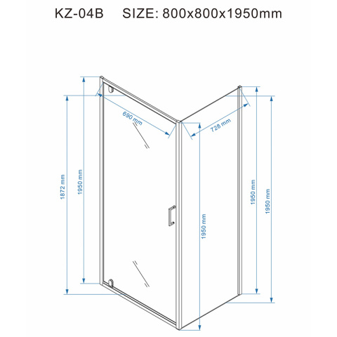 KABINA PRYSZNICOWA KWADRATOWA KZ04B BIAŁA 80x80 CM 6 MM