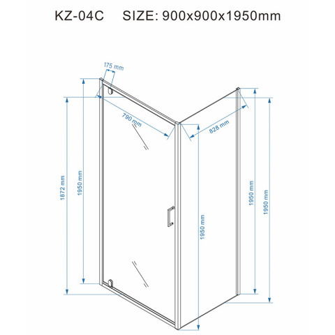 KABINA PRYSZNICOWA KWADRATOWA KZ04C BIAŁA 90x90 CM 6 MM