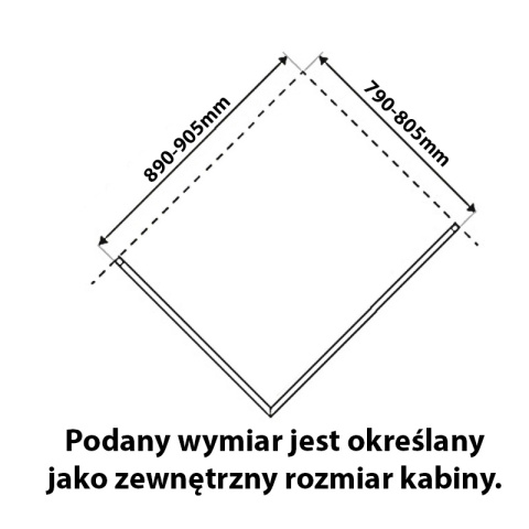 KABINA PRYSZNICOWA PROSTOKĄTNA KZ05A BIAŁA 90x80 CM