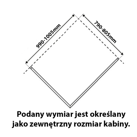 KABINA PRYSZNICOWA PROSTOKĄTNA KZ06B BIAŁA 100x80 CM