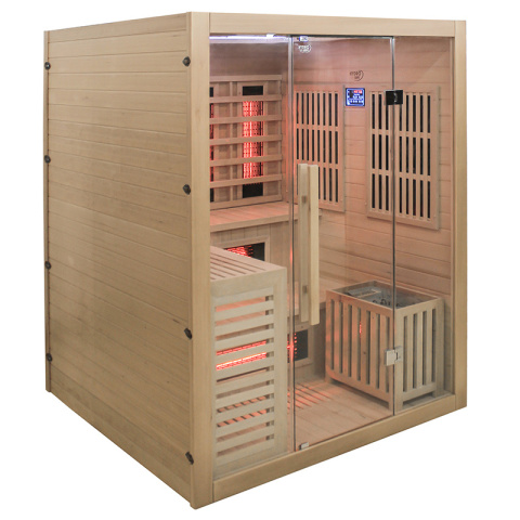 SAUNA KOMBO INFRARED/FIŃSKA HELSI3 Z PIECEM 6kW 3-4 OSOBOWA 160x160 CM 2w1