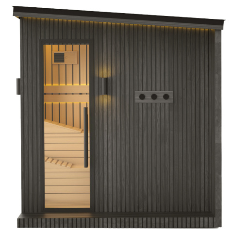 SAUNA OGRODOWA FIŃSKA ALTANKA ESPO-BLACK Z PIECEM 8kW 4-5 OSOBOWA 236x213 CM