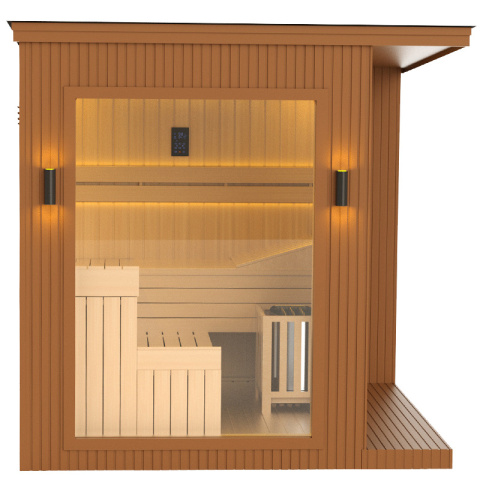 SAUNA OGRODOWA FIŃSKA ALTANKA ESPO-COFFE Z PIECEM 8kW 4-5 OSOBOWA 236x213 CM