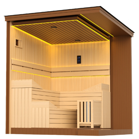 SAUNA OGRODOWA FIŃSKA ALTANKA ESPO-COFFE Z PIECEM 8kW 4-5 OSOBOWA 236x213 CM