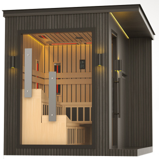 SAUNA OGRODOWA KOMBO INFRARED/FIŃSKA ALTANKA ESPO-COMBO-BLACK 4-6 OSOBOWA 236x213 CM 2W1