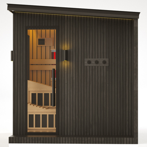 SAUNA OGRODOWA KOMBO INFRARED/FIŃSKA ALTANKA ESPO-COMBO-BLACK 4-6 OSOBOWA 236x213 CM 2W1