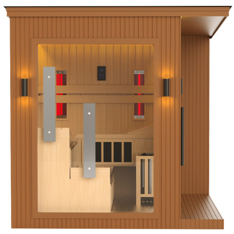 SAUNA OGRODOWA KOMBO INFRARED/FIŃSKA ALTANKA ESPO-COMBO-COFFE 4-6 OSOBOWA 236x213 CM 2W1