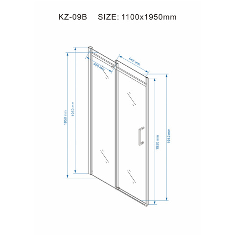 DRZWI PRYSZNICOWE KZ09B BIAŁY 105-110 CM 8 MM