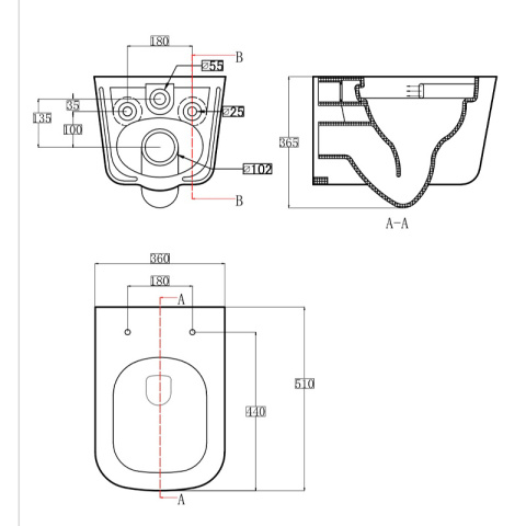 MISKA WC WISZĄCA TORNADO VIVA-WH-02 BIAŁA DESKA WOLNOOPADAJĄCA DUROPLAST