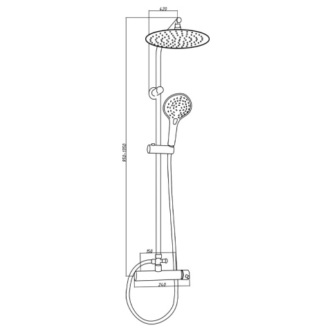 BATERIA PRYSZNICOWA ŁAZIENKOWA ZESTAW Z DESZCZOWNICĄ LAILA-BL CZARNA