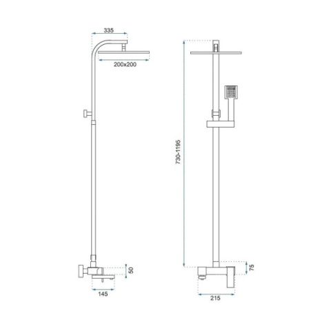 BATERIA PRYSZNICOWA ŁAZIENKOWA Z DESZCZOWNICĄ F170C ZŁOTA SZCZOTKOWANA