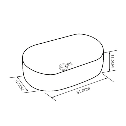 UMYWALKA NABLATOWA CERAMICZNA OWALNA NAVI-WH-510 BIAŁY POŁYSK 51x31 CM