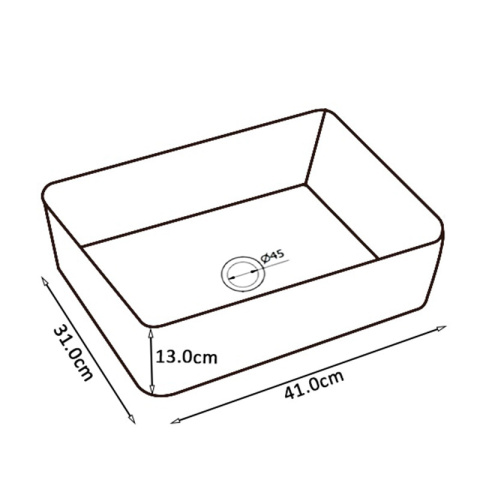 UMYWALKA NABLATOWA CERAMICZNA PROSTOKĄTNA LUXO-WH-410 BIAŁY POŁYSK 41x31 CM