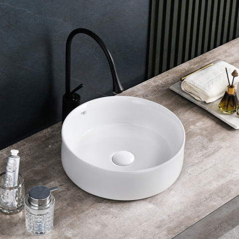 UMYWALKA NABLATOWA CERAMICZNA OKRĄGŁA LAVA-WH-360 BIAŁA