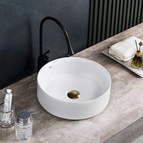 UMYWALKA NABLATOWA CERAMICZNA OKRĄGŁA LAVA-WH-360 BIAŁA