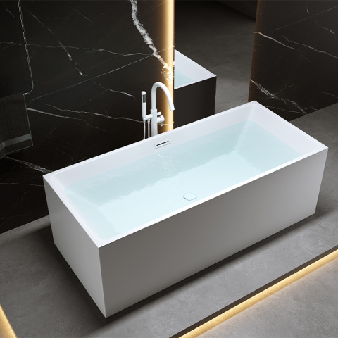 WANNA WOLNOSTOJĄCA PRZYŚCIENNA SANTA 507A BIAŁA PRZELEW BIAŁY MAT 150x75 CM