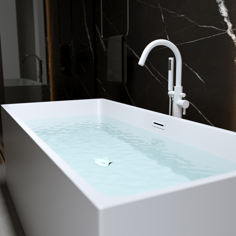 WANNA WOLNOSTOJĄCA PRZYŚCIENNA SANTA 507A BIAŁA PRZELEW BIAŁY MAT 150x75 CM