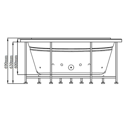 WANNA Z HYDROMASAŻEM DELLA 916 DO ZABUDOWY 155x155 CM