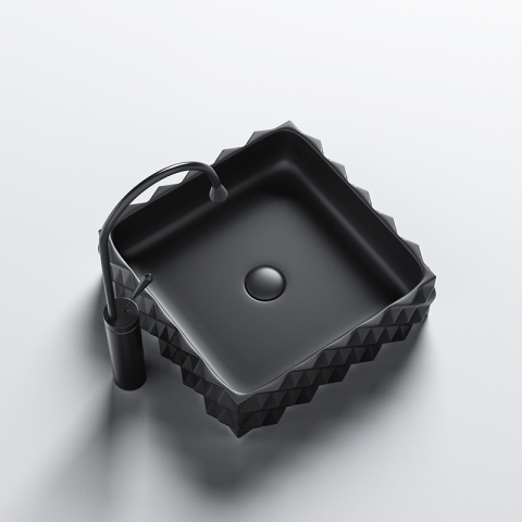UMYWALKA NABLATOWA CERAMICZNA KWADRATOWA PEARL-MTB-400 CZARNY MAT STRUKTURA