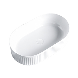 UMYWALKA NABLATOWA CERAMICZNA OWALNA RYFLOWANA ELIX-WH-490 BIAŁY POŁYSK 49x31 CM