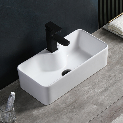 UMYWALKA NABLATOWA CERAMICZNA PROSTOKĄTNA LIA-WH-505 BIAŁY POŁYSK 50x25 CM