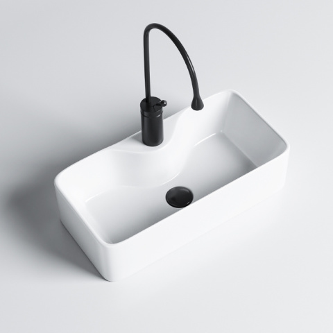 UMYWALKA NABLATOWA CERAMICZNA PROSTOKĄTNA LIA-WH-505 BIAŁY POŁYSK 50x25 CM