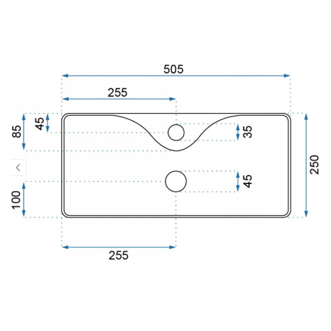 UMYWALKA NABLATOWA CERAMICZNA PROSTOKĄTNA LIA-WH-505 BIAŁY POŁYSK 50x25 CM