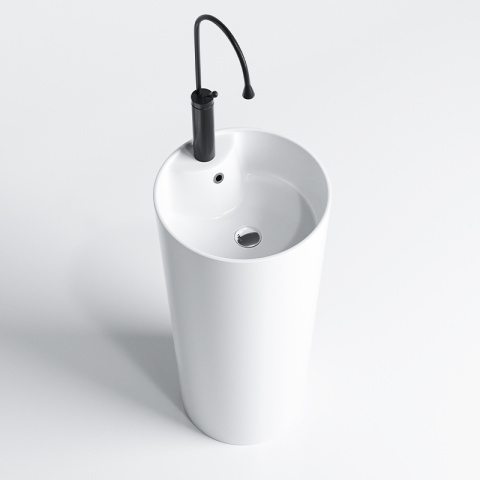 UMYWALKA WOLNOSTOJĄCA CERAMICZNA OWALNA LINO-WH-400 BIAŁA
