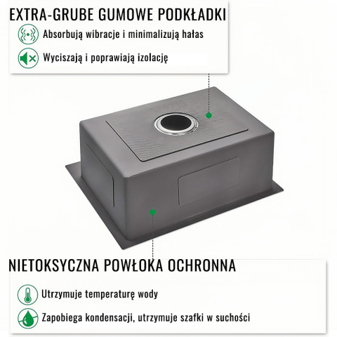 ZLEW KUCHENNY ZLEWOZMYWAK JEDNOKOMOROWY STALOWY ZŁOTY ALOR-GL-50X40 DOZOWNIK SYFON UCHWYTY