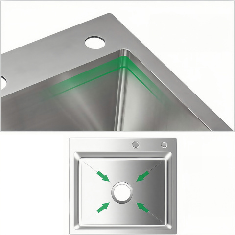 ZLEW KUCHENNY ZLEWOZMYWAK JEDNOKOMOROWY STALOWY ZŁOTY TONGA-GL-50X45 DOZOWNIK SYFON UCHWYTY