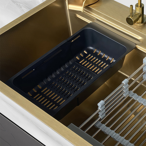 OCIEKACZ REGULOWANY DO ZLEWOZMYWAKA ZLEWU KUCHENNEGO PLASTIKOWY CZARNY ERIS