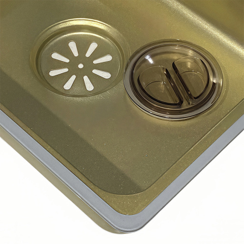 ZLEW KUCHENNY JEDNOKOMOROWY Z WODOSPADEM WIELOFUNKCYJNY ZŁOTY COSTA-GL-68X46