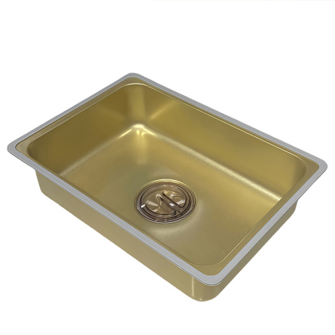 ZLEW KUCHENNY JEDNOKOMOROWY Z WODOSPADEM WIELOFUNKCYJNY ZŁOTY COSTA-GL-68X46