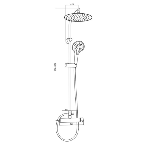 BATERIA PRYSZNICOWA ŁAZIENKOWA ZESTAW Z DESZCZOWNICĄ NATRYSKOWA LAILA CHROM