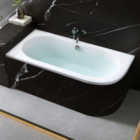 WANNA PRZYŚCIENNA DO ZABUDOWY LEWA 160x75 CM BIAŁA PRZELEW CHROM EBI