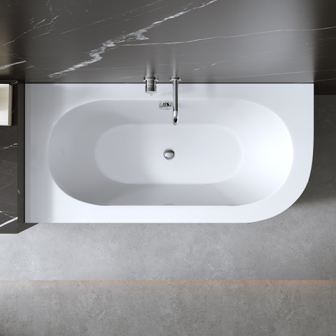 WANNA PRZYŚCIENNA DO ZABUDOWY LEWA 160x75 CM BIAŁA PRZELEW CHROM EBI