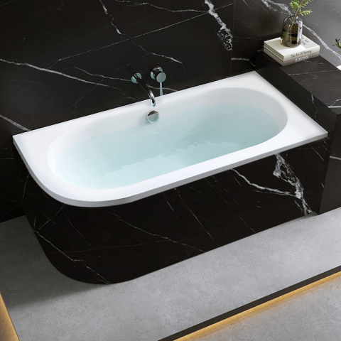 WANNA PRZYŚCIENNA DO ZABUDOWY PRAWA 170x75 CM BIAŁA PRZELEW CHROM EBI