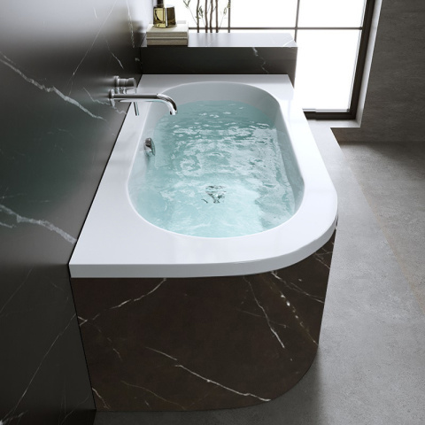 WANNA PRZYŚCIENNA DO ZABUDOWY PRAWA 170x75 CM BIAŁA PRZELEW CHROM EBI