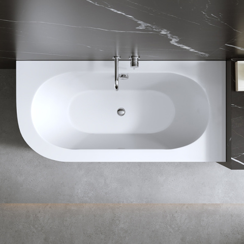 WANNA PRZYŚCIENNA DO ZABUDOWY PRAWA 170x75 CM BIAŁA PRZELEW CHROM EBI