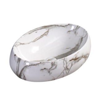 UMYWALKA NABLATOWA CERAMICZNA OWALNA CARI-MAR1-500 BIAŁY MARMUR 50x31 CM