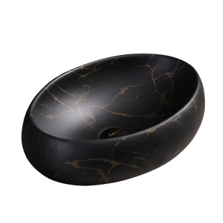 UMYWALKA NABLATOWA CERAMICZNA OWALNA CARI-MAR3-500 CZARNY MARMUR MAT 50x31 CM