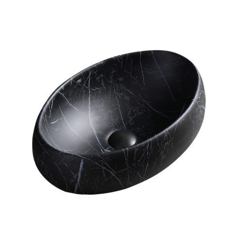 UMYWALKA NABLATOWA CERAMICZNA OWALNA CARI-MAR5-500 CZARNY MARMUR MAT 50x31 CM