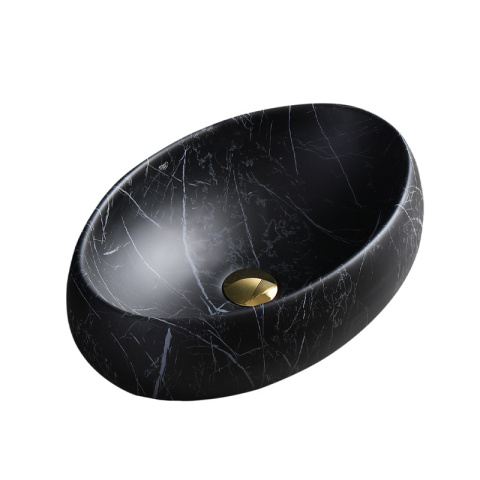 UMYWALKA NABLATOWA CERAMICZNA OWALNA CARI-MAR5-500 CZARNY MARMUR MAT 50x31 CM