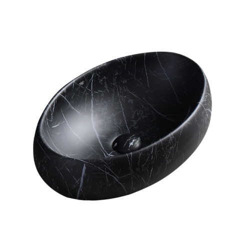 UMYWALKA NABLATOWA CERAMICZNA OWALNA CARI-MAR5-500 CZARNY MARMUR MAT 50x31 CM