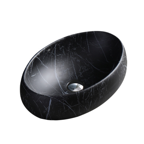 UMYWALKA NABLATOWA CERAMICZNA OWALNA CARI-MAR5-500 CZARNY MARMUR MAT 50x31 CM